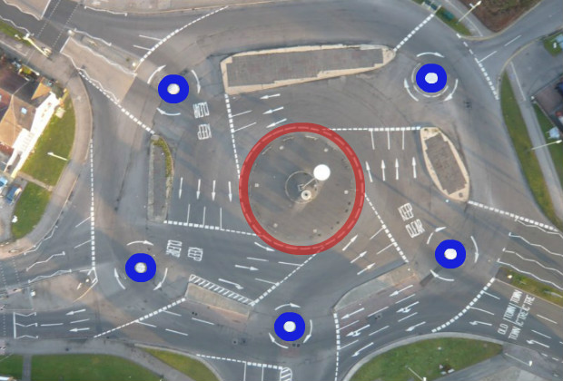 Vista de Google Maps de The Magic Roundabout en Swindon